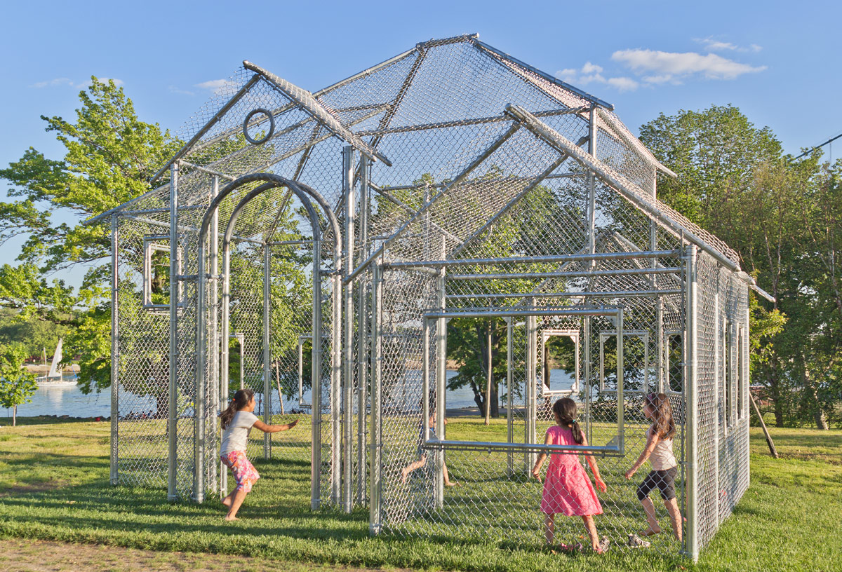 Photography of Ghost House as installed in Randall's Island Park, NYC