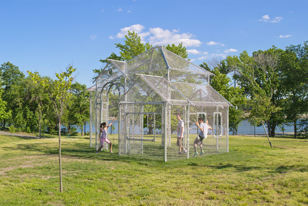 Photography of Ghost House as installed in Randall's Island Park, NYC