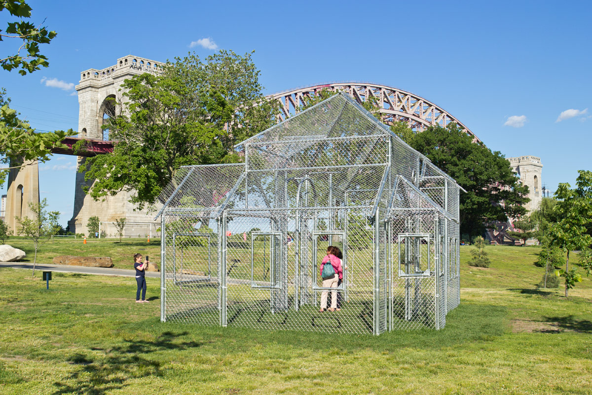 Photography of Ghost House as installed in Randall's Island Park, NYC
